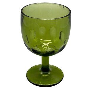 Glass Goblet Green pedestal stem 2" goblet opening 3 3/4" height 3 1/2"  READ